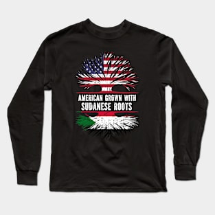 American Grown with Sudanese Roots USA Flag Long Sleeve T-Shirt